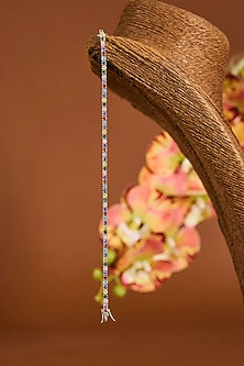 White Gold Finish Multi-Colored Stone Bracelet In Sterling Silver