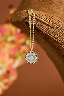 Yellow Gold Finish Zircon & Sapphire Stone Watch Charm In Sterling Silver