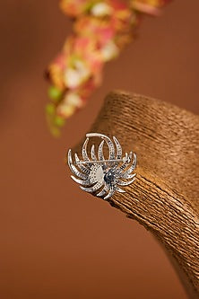 White Gold Finish Zircon & Shell Pearl Brooch