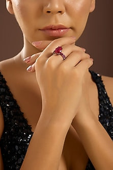 Black Rhodium Finish Ruby Stone Ring