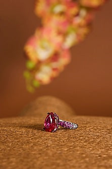 Black Rhodium Finish Ruby Stone Ring