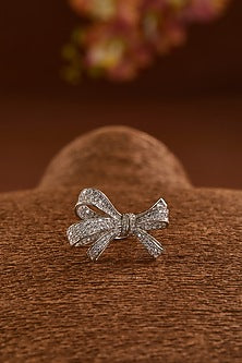 White Finish Zircon Ring In Sterling Silver