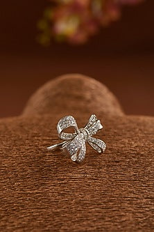 White Finish Zircon Ring In Sterling Silver
