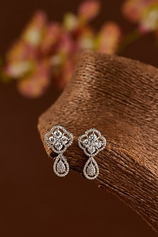 White Finish Zircon Pendant Necklace Set In Sterling Silver