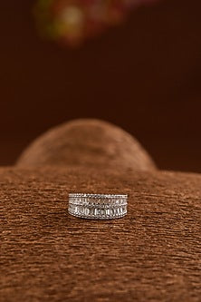White Gold Finish Zircon Ring In Sterling Silver