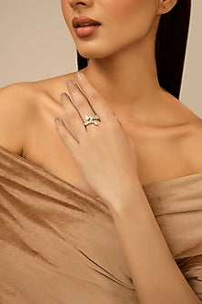 White Gold Finish Eurostar Zircon Ring In Sterling Silver