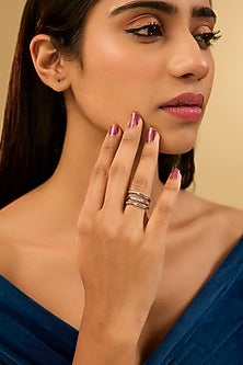 White Finish Eurostar Zircon Ring In Sterling Silver