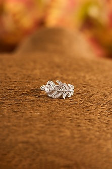 White Gold Finish Eurostar Zircon Ring In Sterling Silver