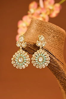 Yellow Gold Finish Ruby & Emerald Long Necklace Set In Sterling Silver