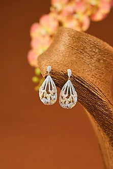White Finish Eurostar Zircon Necklace In Sterling Silver