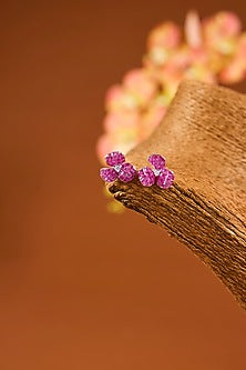 White Gold Finish Eurostar Zircon & Ruby Necklace In Sterling Silver
