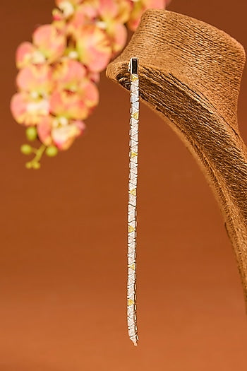 White Gold Finish Eurostar Zircon & Sapphire Bracelet In Sterling Silver