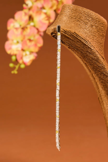 White Gold Finish Eurostar Zircon & Sapphire Bracelet In Sterling Silver