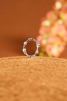 White Finish Eurostar Zircon Ring In Sterling Silver