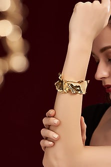 Gold Finish Handcrafted Cuff Bracelet