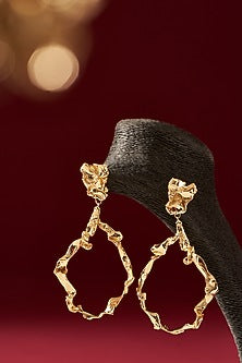 Gold Finish Handcrafted Long Dangler Earrings