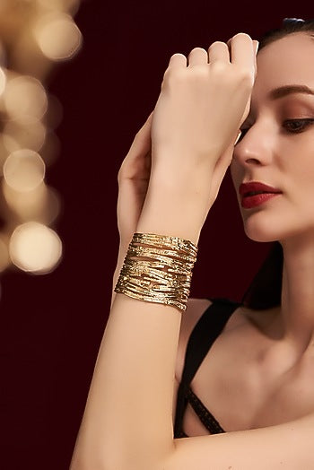Gold Finish Handcrafted Cuff Bracelet