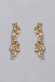 Gold Finish Long Algae Earrings