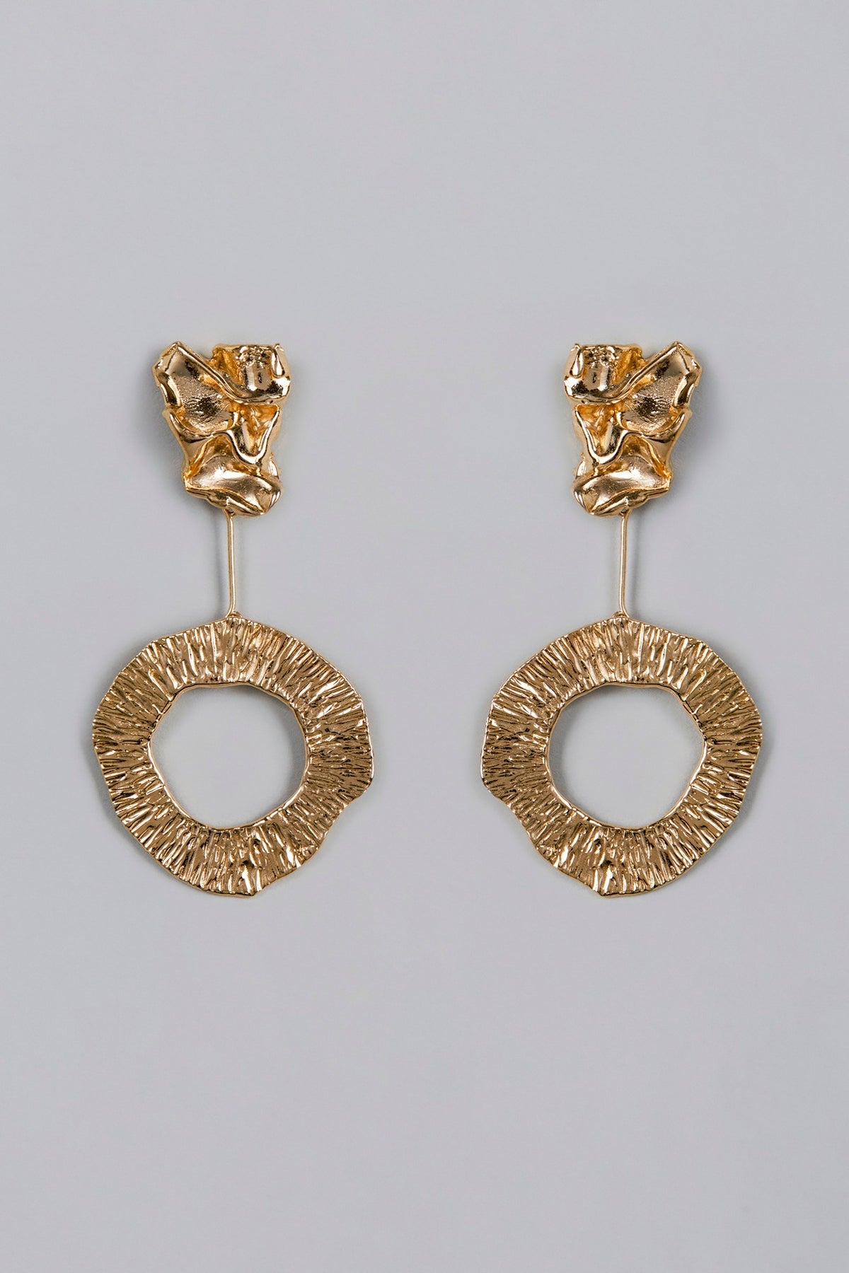 Gold Finish Halo Hoop Earrings