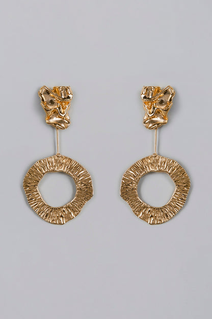Gold Finish Halo Hoop Earrings