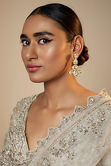 Gold Finish Kundan & Zircon Dangler Earrings