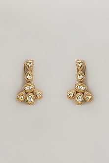 Gold Finish Kundan & Zircon Dangler Earrings