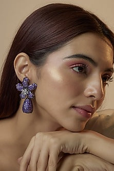 White Finish Unique Cut Yellow Zircon Dangler Earrings