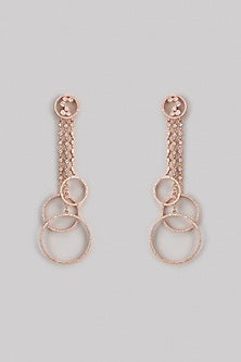 Rose Gold Finish Zircon Dangler Earrings
