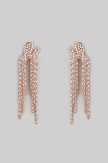Rose Gold Finish Zircon Long Earrings
