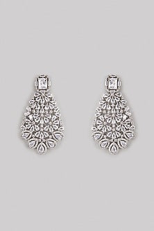 White Finish Zircon Dangler Earrings