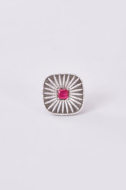 White Finish Zircon Ring