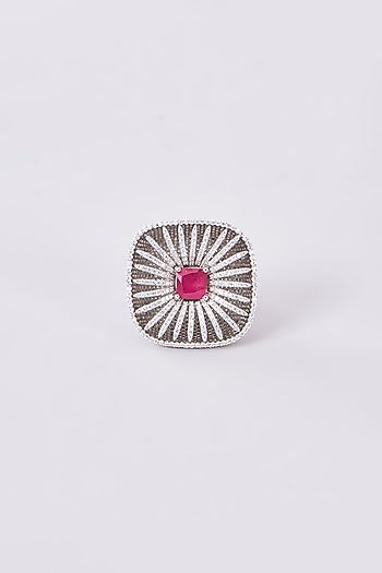 White Finish Zircon Ring