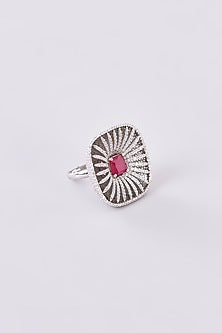 White Finish Zircon Ring