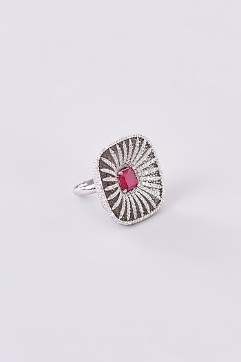 White Finish Zircon Ring