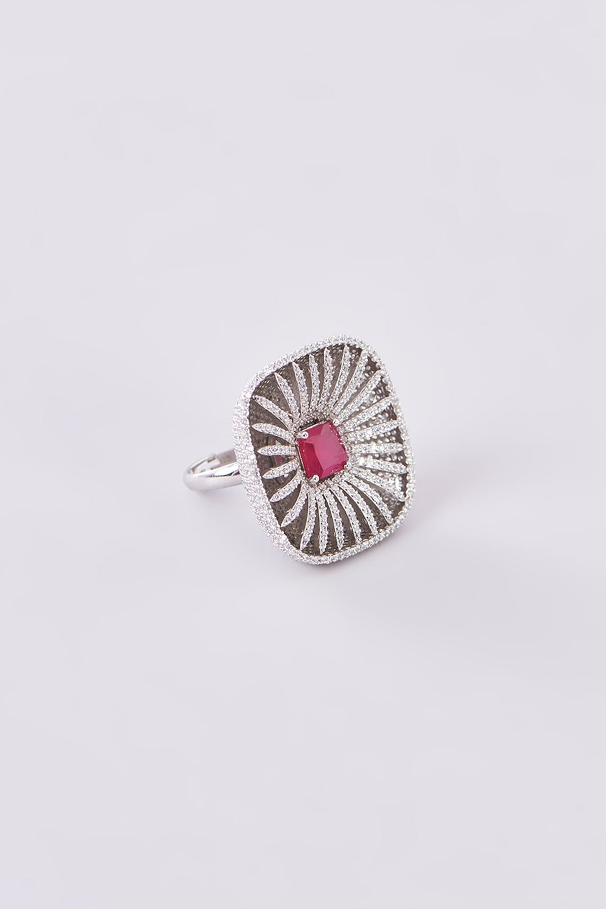 White Finish Zircon Ring