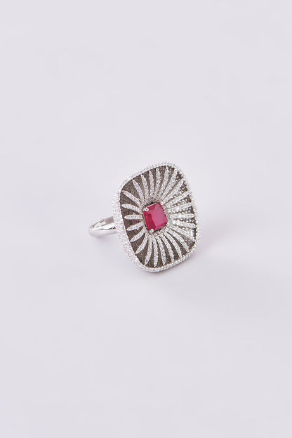 White Finish Zircon Ring