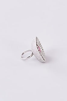 White Finish Zircon Ring