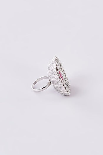 White Finish Zircon Ring