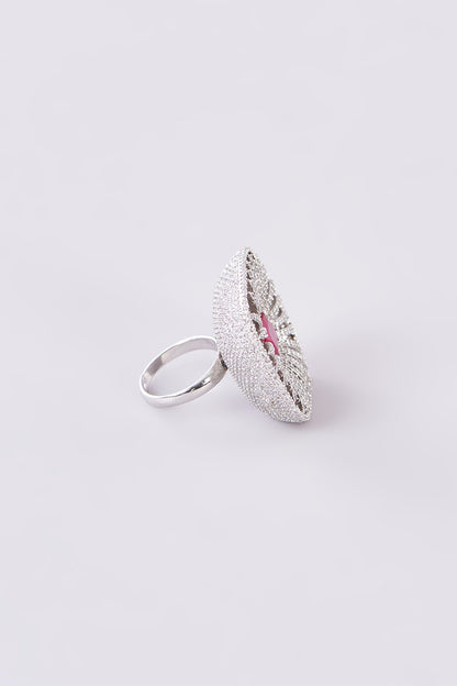 White Finish Zircon Ring