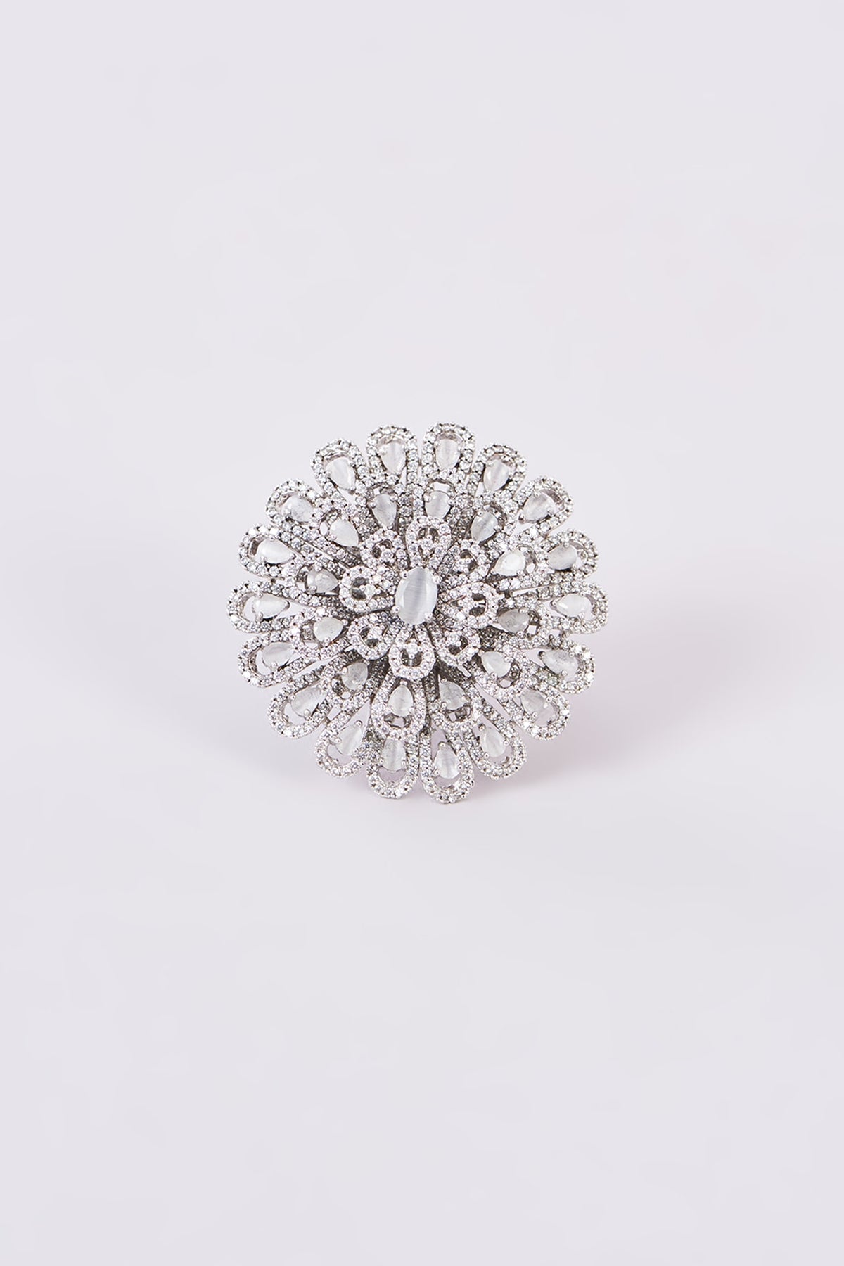 White Finish Zircon Ring