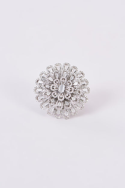 White Finish Zircon Ring