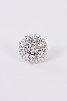 White Finish Zircon Ring