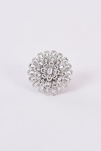 White Finish Zircon Ring