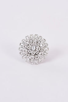 White Finish Zircon Ring