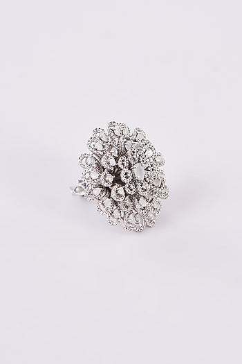 White Finish Zircon Ring