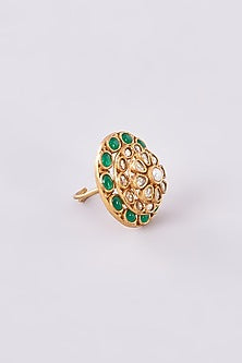 Gold Finish Kundan Polki Ring