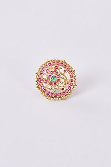 Gold Finish Kundan Polki Ring
