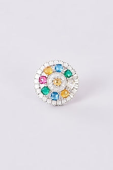 White Finish Zircon Ring