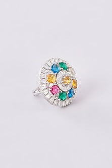 White Finish Zircon Ring