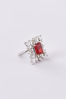 White Finish Zircon Ring